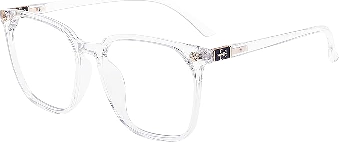 GUDVUE Oversized Blue Light Glasses, Computer Reading/Gaming/Phones Glasses, Anti Glare/UV400/Eye Strain, Large Square Frame