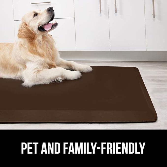 GORILLA GRIP Comfortable Cushioned Kitchen Mats for Floor, 48x20, Waterproof and Stain Resistant Soft Top, 3/4 Inch Thick Ergonomic Standing Desk Anti Fatigue Mat, Foam Supports Ankles and Feet, Brown