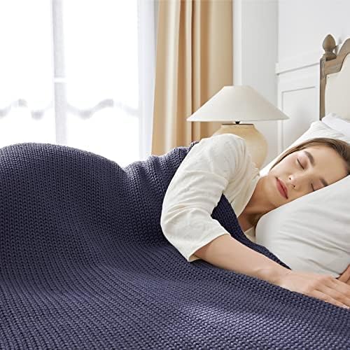 Guohaoi Knitted Weighted Blanket for Adults (Dark Grey 60"x80" 20lbs) No Beads Cooling Throw Blanket for Hot Sleepers, Home Decor Breathable Chunky Knit Heavy Blanket Use on Queen/King Size Bed
