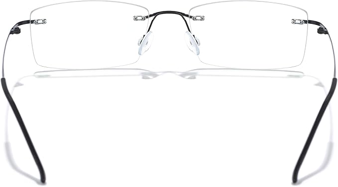 Cyxus Titanium Small Rectangle Blue Light Glasses for Men Blue Light Blocking Eyewear Ultra Light Anti Eye Strain Rimless Eyeglasses Reduce Headache