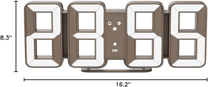 mooas 3D Pure Mini White LED Clock, Multi-Function LED Clock (Calendar, Alarm, Temperature) (8.5" White Table Alarm Clock)