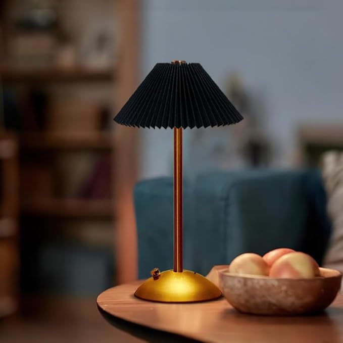 Portable LED Table Lamp with Touch Sensor, 3 Color Touch Control Rechargeable Lamp,3-Levels Brightness Metal Desk Lamp, Night Light (Black)