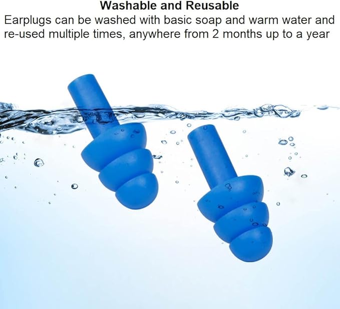 100 Pair Reusable Soft Silicone Ear Plugs Waterproof - Washable Ear Plugs for Swimming Music Concerts Construction Shooting Hunting Motor Sports Hunting Movie Ear Plugs for Sleeping Noise Cancelling