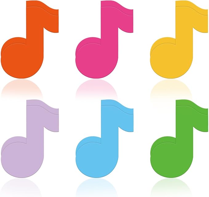 24 Pack Music Notes Sticky Notes 6 Colors 3 x 3 Inch Sticky Notepads Colorful Sticky Memo Pads for School Classroom Office Party Decor Supplies, 480 Sheets