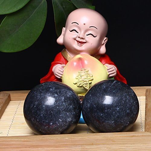 BRABUD 1.4'' Dark Grey Marble Baoding Health Stress Exercise Balls Chinese Exercise Stress Balls Craft Collection (box-packed)
