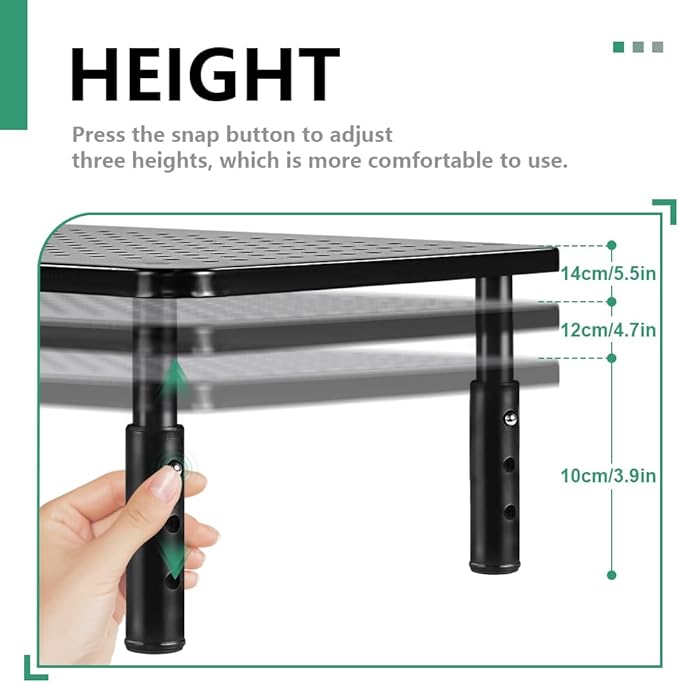 FURWOO 2 Pack Laptop Stand Desk Monitor Stand for Computer Printer Notebook 3 Height Adjustable Laptop Riser for Office Home School Black