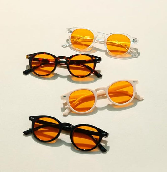 Trendy Amber Blue Light Blocking Glasses Orange Lens for Better Sleep,Computer Eye Strain Men Women Gaming Glasses