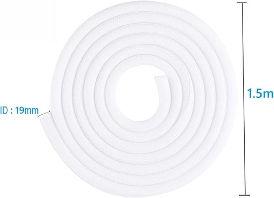 Pet Proof Split Cable Sleeve Organizer - Cord Cover Protector for Desk, Hide Wires from Cats Chewing, Computer Cord Management (3/4inch-5ft, 2Pcs, White)