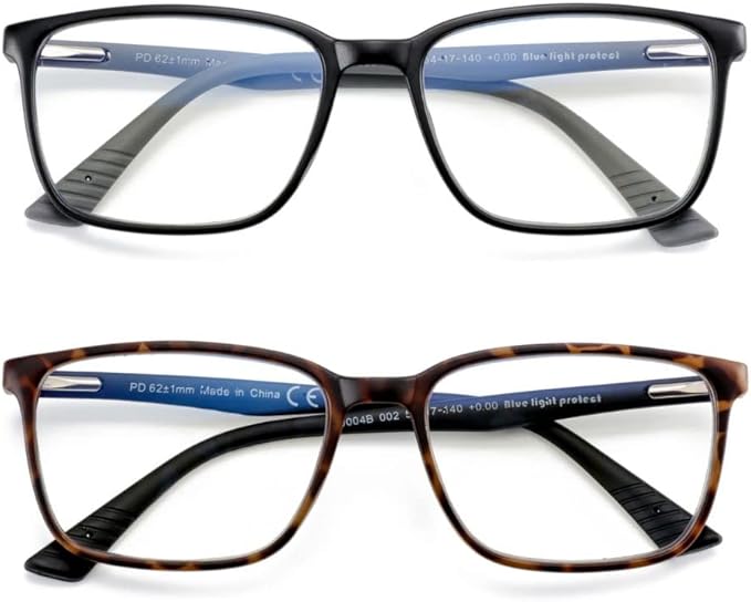 BLUEMOKY Blue Light Reading Glasses for Men,Sport Square Frame Readers, Anti Glare Computer Glasses