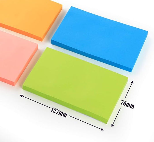 Sticky Notes Large 1000 Sheets,3 x 5'' Self-Stick Note Pads,Bright Colorful Sticky Notes 76x127mm,Super Sticking Memo Pads Clean Removal,Easy to Post Sticky Pads for Office Home School,10 Pack