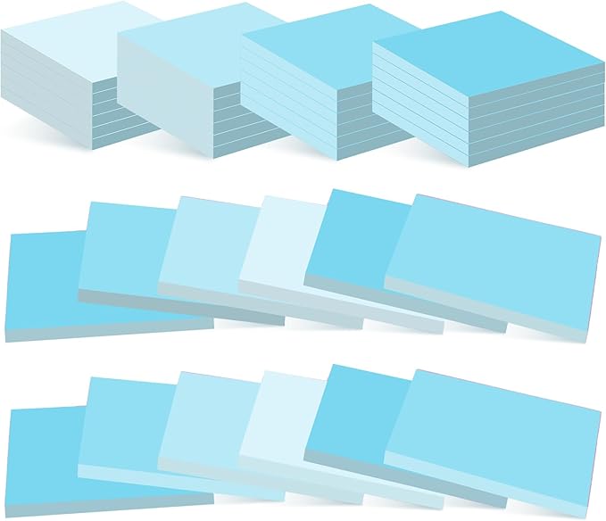 24 Pads Sticky Notes 3x3 Inch Self Stick Bright Color Sticky Note Sticking Posted Notes for School Office Classroom Meeting Home Teacher Supplies, 50 Sheets/pad(Gradient Blue)