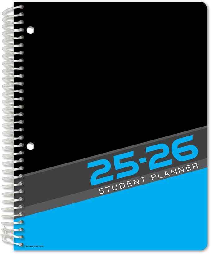 Global Datebooks Dated Middle School or High School Student Planner for Academic Year 2025-2026 Includes Ruler/Bookmark and Planning Stickers (Matrix Style - 7"x9" - Slant)