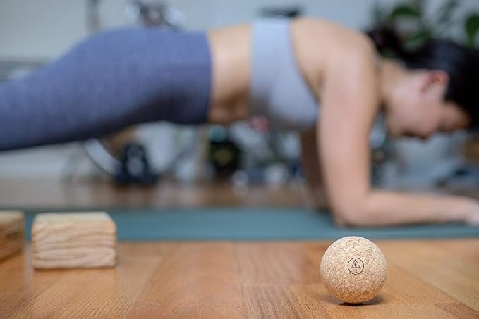 Travel Cork Massage Ball | Lightweight, Sustainable Alternative to Lacrosse Ball for Muscle Pain Relief (2.5 Inch (Pack of 1), Sanded Cork)