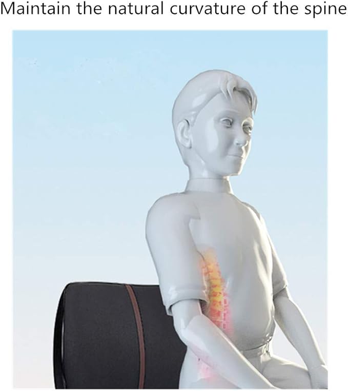 ZHONGLI Memory Foam Lumbar Support Pillow-Middle/Lower Back Support Cushion-Used for car Seats, Office Chairs, recliners, etc. (Khaki)