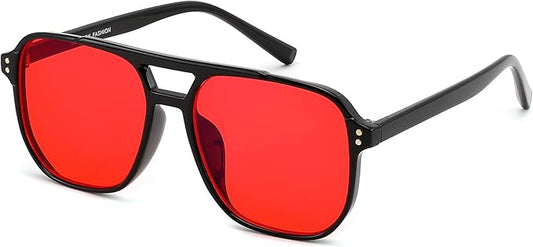 FEISEDY Sleep Blue Light Glasses for Woman Men 99.9% Computer Gaming Red Lens Eyeglasses Reduce Eyestrain G2835