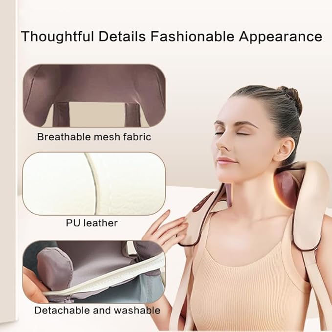 ZVZ 4D Kneading Shiatsu Deep Tissue Neck and Shoulder Massager with Heat, Portable Cordless Electric Massage for Muscle Relief Faster Pain Relief vs Massage Guns Ideal Gift for Home/Office/Car Travel