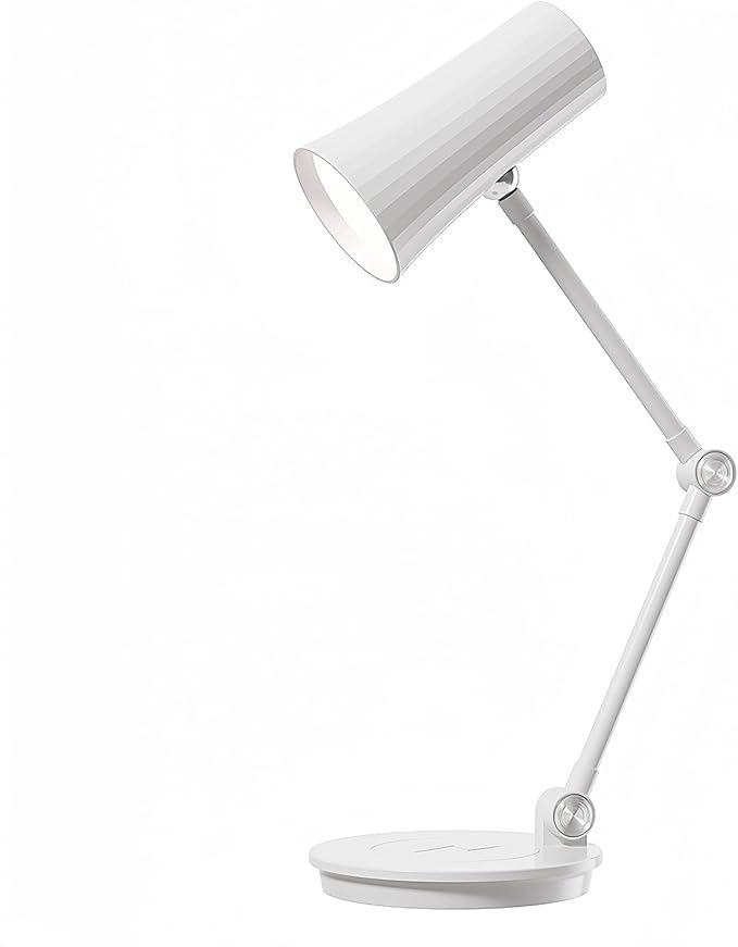 Fay Bless Portable Wireless Charging Desk Lamp with Ambient Lighting - Magnetic Rechargeable LED Light for Reading,Study,Working (White)