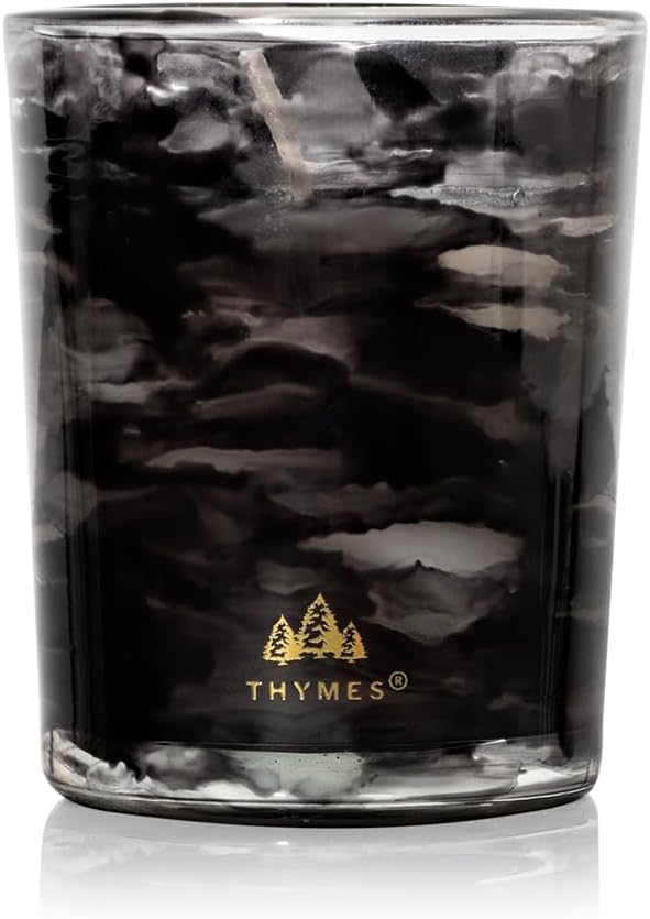 Thymes Noir Woods Scented Candles for Home Decor – Notes of Fresh Evergreen, Smoky Wood & Golden Amber – Luxury Home Fragrance Gifts for Women & Men – Burns Up to 20 Hrs (Votive Candle, 2 oz)