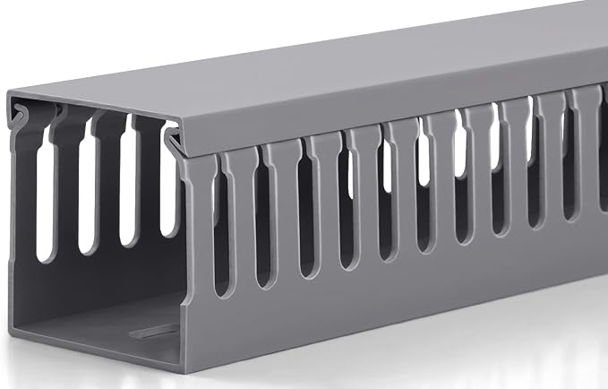 ZhiYo 2x2in Server Rack Cable Management, 6.6ft Cable Duct Cable Raceway Kit, Electrically Safe PVC for Network Cable Management, Open Slot Wire Raceway for Computer Under Desk, Wire Duct Grey
