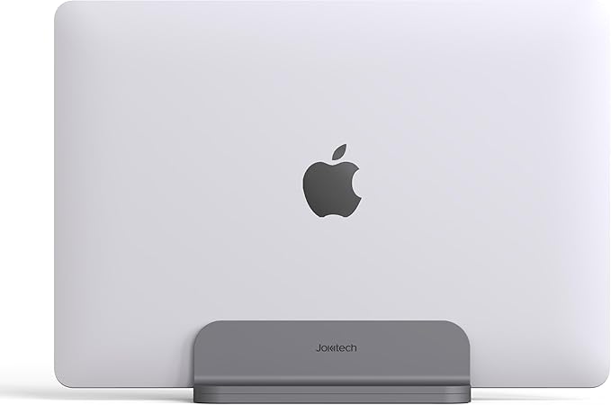 Aluminum Laptop Vertical Stand Organizer, Sturdy Laptop Computer Holder Desktop Stand Compatible with New Retina Apple MacBook Pro/Air, Mac mini and iPad Pro - Spacegrey