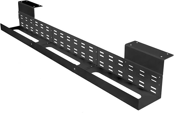 Under Desk Cable Management Tray, Power Strip Holder, Cord Organizer, Wire Tamer for Office and Home, Black (41 inch)