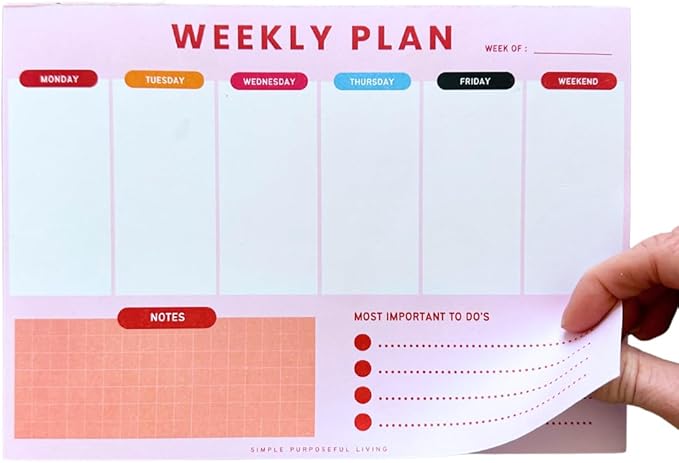 Weekly Planner Notepad – Tear-Off Weekly to do List Notepad, Weekl y Desk Calendar Notebook for Productivity, Task Planner for Time Management, Project Planner with 50 Planning Sheets