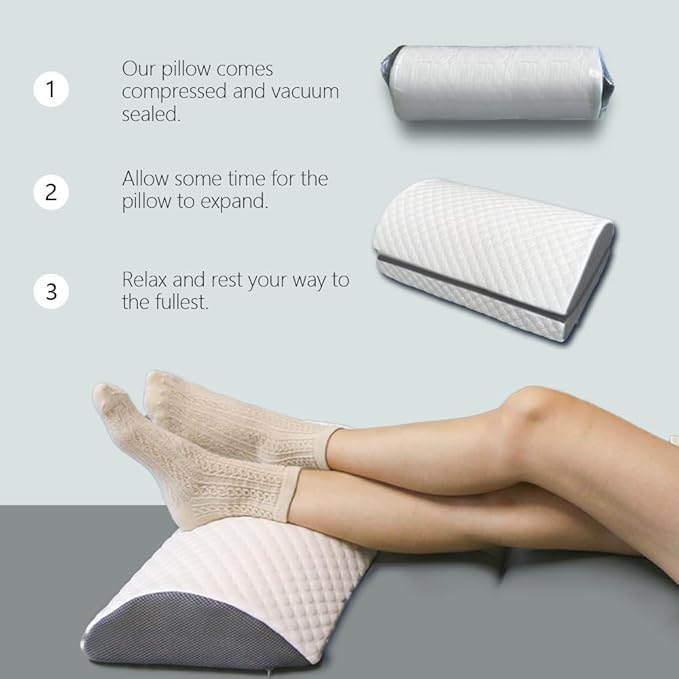 Foot Rest Pillow for Under Desk at Work Office Footrest High Density Memory Foam Cooling Fabric Height Adjustable Foot Elevation Firm Feet Rest