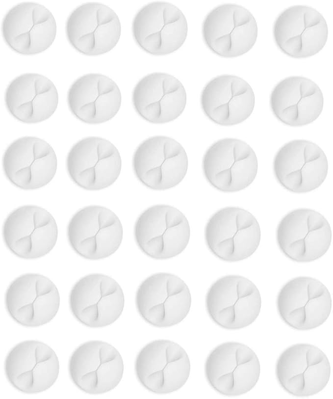 Cable Clips, Sticky Compact Cable Holders for Cord Organization with Strong Adhesive Backing for Power Cables, Phone Chargers, USB Cables - 30 PCS