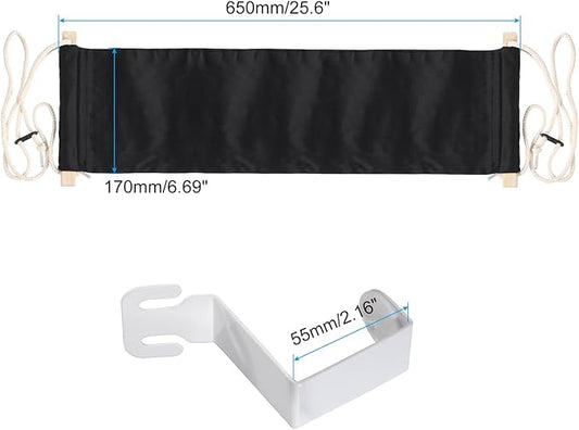 PATIKIL Foot Hammock Under Desk, Adjustable Foot Rest Sling with Hooks Portable Desk Footrest for Airplane Travel Home Office, Black Style 1