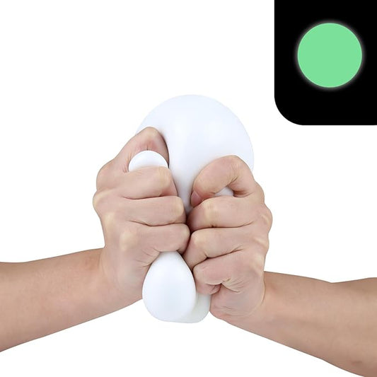 Anboor Jumbo Stress Ball for Adults and Kids,White Giant Squishies Stress Ball Change Colors in The Dark,Large Sensory Squeeze Ball Relief Stress for Boy Girl