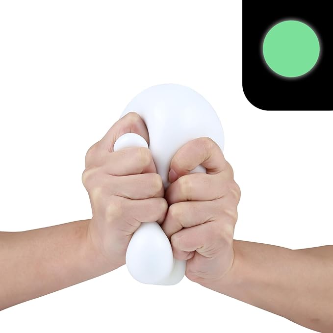 Anboor Jumbo Stress Ball for Adults and Kids,White Giant Squishies Stress Ball Change Colors in The Dark,Large Sensory Squeeze Ball Relief Stress for Boy Girl