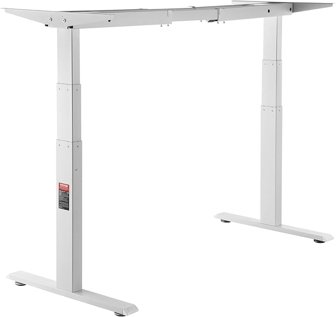 VEVOR Dual Motor 3 Stage Standing Desk Frame, Adjustable 26"-50.8" Height & 43.3"-70.1" Length Electric Stand Up Computer Desk Legs, Ergonomic DIY Workstation Base for Home Office(Frame Only)