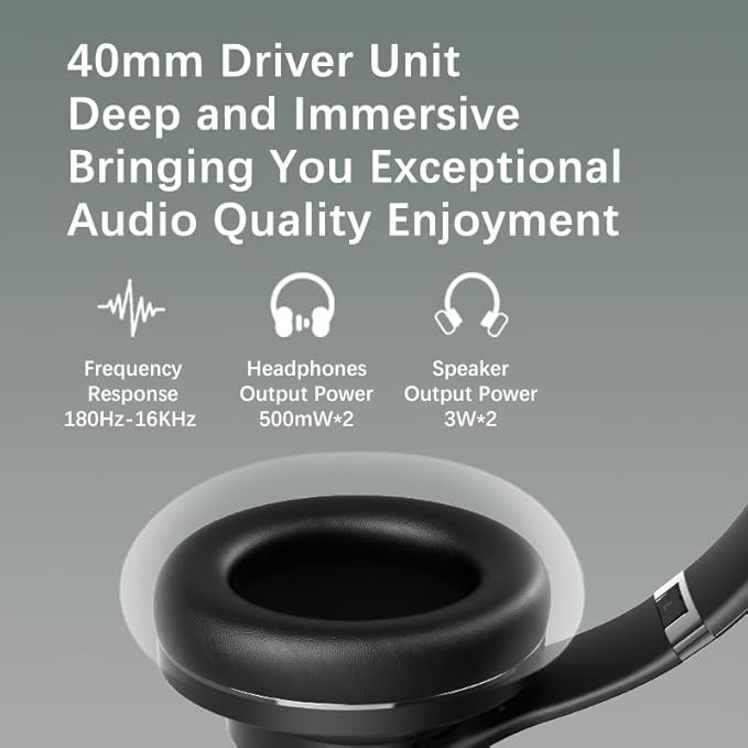 Bluetooth Headphones Over Ear, 90 Hours Playtime Wireless Headphone with 3 EQ Modes, Noise Isolating HiFi Stereo with Deep Bass, Microphone, Soft Earpads for Cellphone/PC