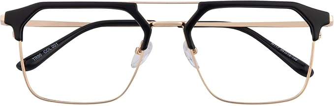 GUDVUE Mens Blue Light Glasses Rectangle Computer Glasses Gaming Glasses, Aviator Black/Golden