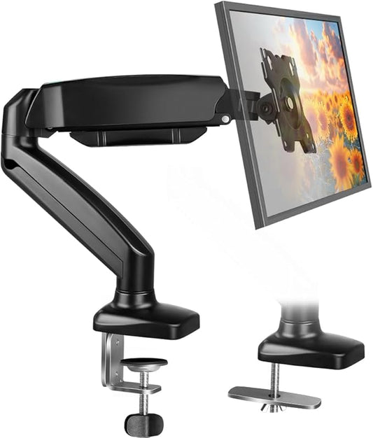 Black Single Monitor Arm Adjustable Stand Monitor Mount up to 32 inches and 17.6 lbs, Computer Desk Mount with Clamp and Grommet Base