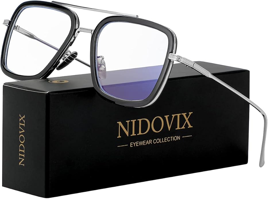 Tony Stark Style Blue Light Blocking Glasses for Men Women, Iron Man and Spider-Man Computer Gaming Glasses