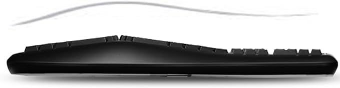 Adesso WKB-4500UB - Wireless Ergonomic Desktop Touchpad Keyboard, Split Keys Design, Palm Rest, Media Control Hotkeys, Long Battery Life - Compatible for Laptop/Desktop, Black