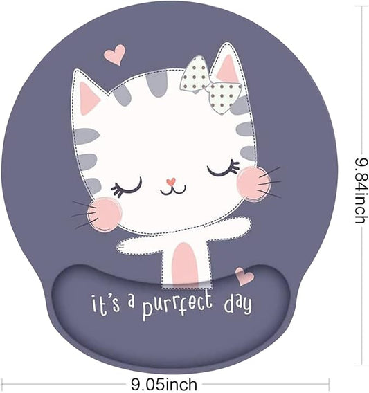 RICHEN Memory Foam Mouse Pad with Wrist Support,Ergonomic Mouse Pad with Wrist Rest,Non-Slip Rubber Base for Computer Laptop & Mac,Lightweight Rest for Home,Office & Travel (Cute Cat)