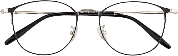 GUDVUE Blue Light Glasses, Computer/Gaming/TV/Phones Glasses for Women/men, Anti Glare/UV400/Eye Strain, Oval Black/Silver