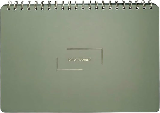 Undated Daily Planner | 8.25” x 11.75” Work To-Do Notebook | ADHD Academic Organizer | Multi-Layout | Men and Women Planner | College Supplies | Evergreen | Landscape Layout