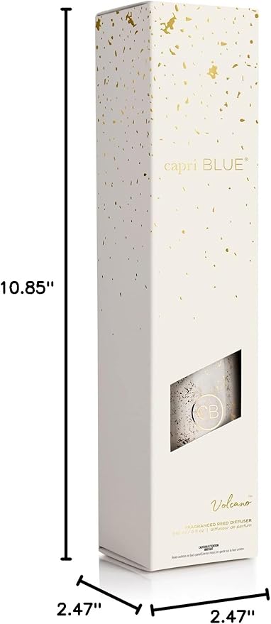 Capri Blue Glimmer Reed Diffuser Set - Includes Diffuser Sticks, Scented Oil, and Decorative Glass Bottle - Home Decor Room Freshener - Capri Blue Home Fragrance - Volcano (8 fl oz)