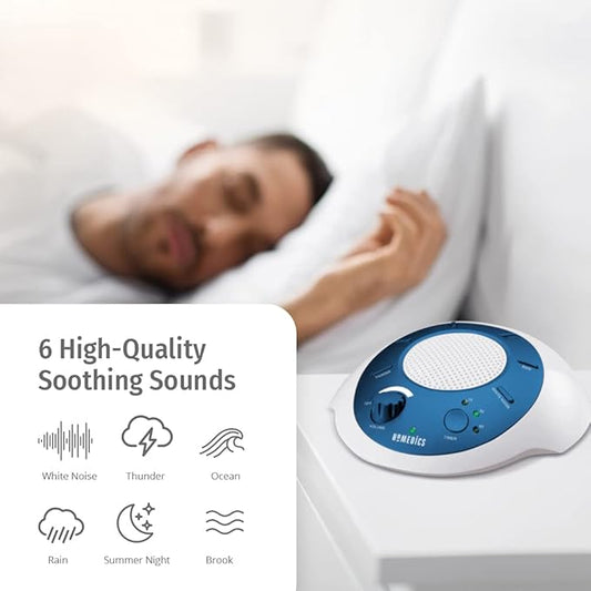 Homedics SoundSleep White Noise Sound Machine, Blue, Small Travel Sound Machine with 6 Relaxing Nature Sounds, Portable Sound Therapy for Home, Office, Nursery, Auto-Off Timer, By Homedics (Pack of 3)