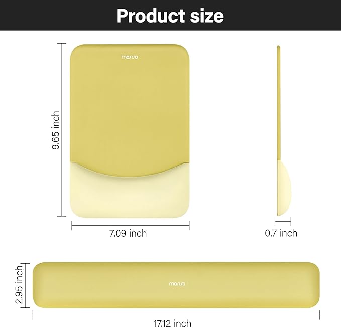 MOSISO Wrist Rest Support for Mouse Pad&Keyboard Set, Rectangular Ergonomic Mousepad Non-Slip Base Home/Office Pain Relief&Easy Typing Pad with Neoprene Cloth&Raised Curved Memory Foam, Yellow