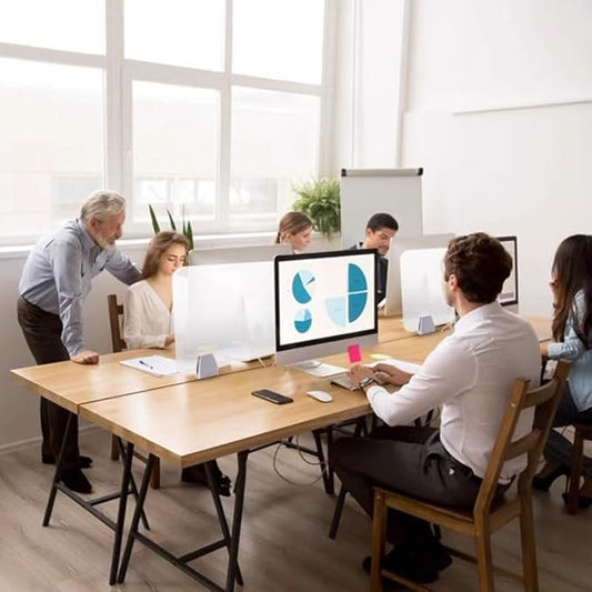 Desk Privacy Panel, Freestanding Frosted Desk Divider, Acrylic Office Partition 23.6”x19.7”, Portable Shield Boards Reduces Distractions for Classroom