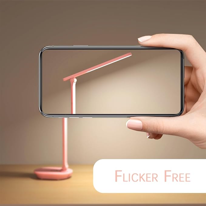 Pink Desk Lamp College Dorm Essentials for Girls, 3 Color Dimmable Reading Lamp, Cordless Rechargeable Battery Operated, USB Powered, Cute LED Desk Lamps for Home Office, Bedrooms, Study