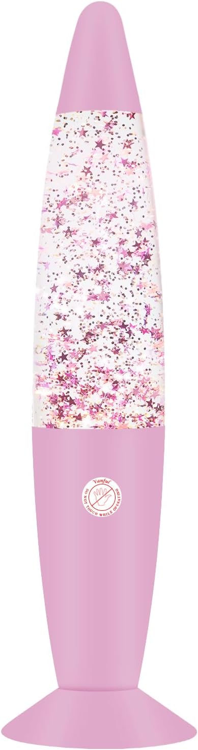 13 Inches Pink Glitter Lamp with Hexagonal and Pentagonal Sparkles for Adults and Kids,Glitter Pink Night Light for Girls Bedroom Home and Party Christmas Thanksgiving Day Decoration