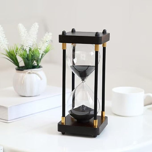 Hourglass Timer 60 Minutes Sand Timer for Gift 1 Hour Glass Sand Clock for Home/Desk/Office Decor and Classroom Timer (Black, 60 Minutes)