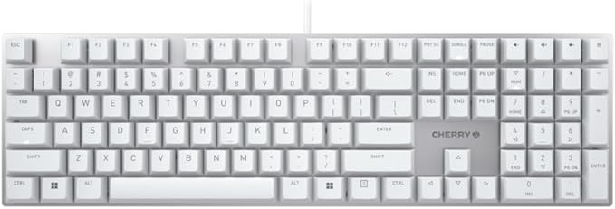 Cherry KC 200 MX Mechanical Office Keyboard with New MX2A switches. Modern Design with Metal Plate Frame (White W/MX2A Brown Switch)