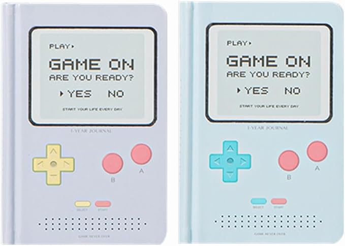 Undated Daily Planner 365 Days Notebook Game Design Pocket Organizer Appointment Book Journal Notebook A6 mini Cute Diary (Purple+Blue)