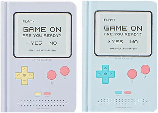 Undated Daily Planner 365 Days Notebook Game Design Pocket Organizer Appointment Book Journal Notebook A6 mini Cute Diary (Purple+Blue)